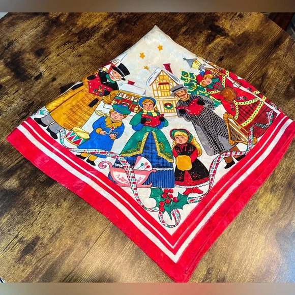 VINTAGE | Christmas carolers holiday scarf. - Picture 2 of 10
